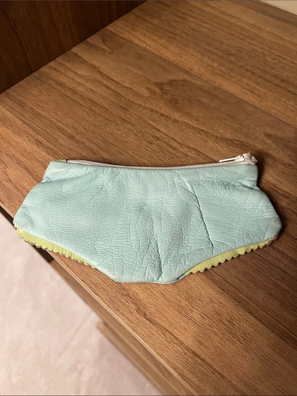 Mint and Lime Leather Zip Wallet - Women Bags Wallets